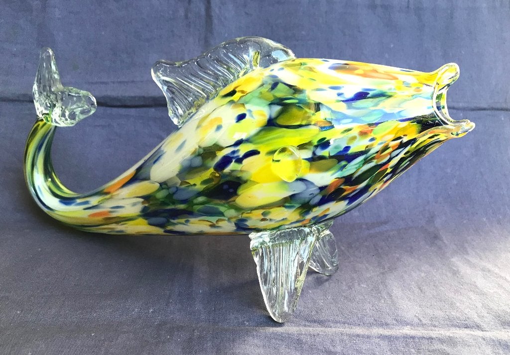 Gekleurde vis van glas, Antiek en Kunst, Ophalen of Verzenden, Object, Meerkleurig, Glas
