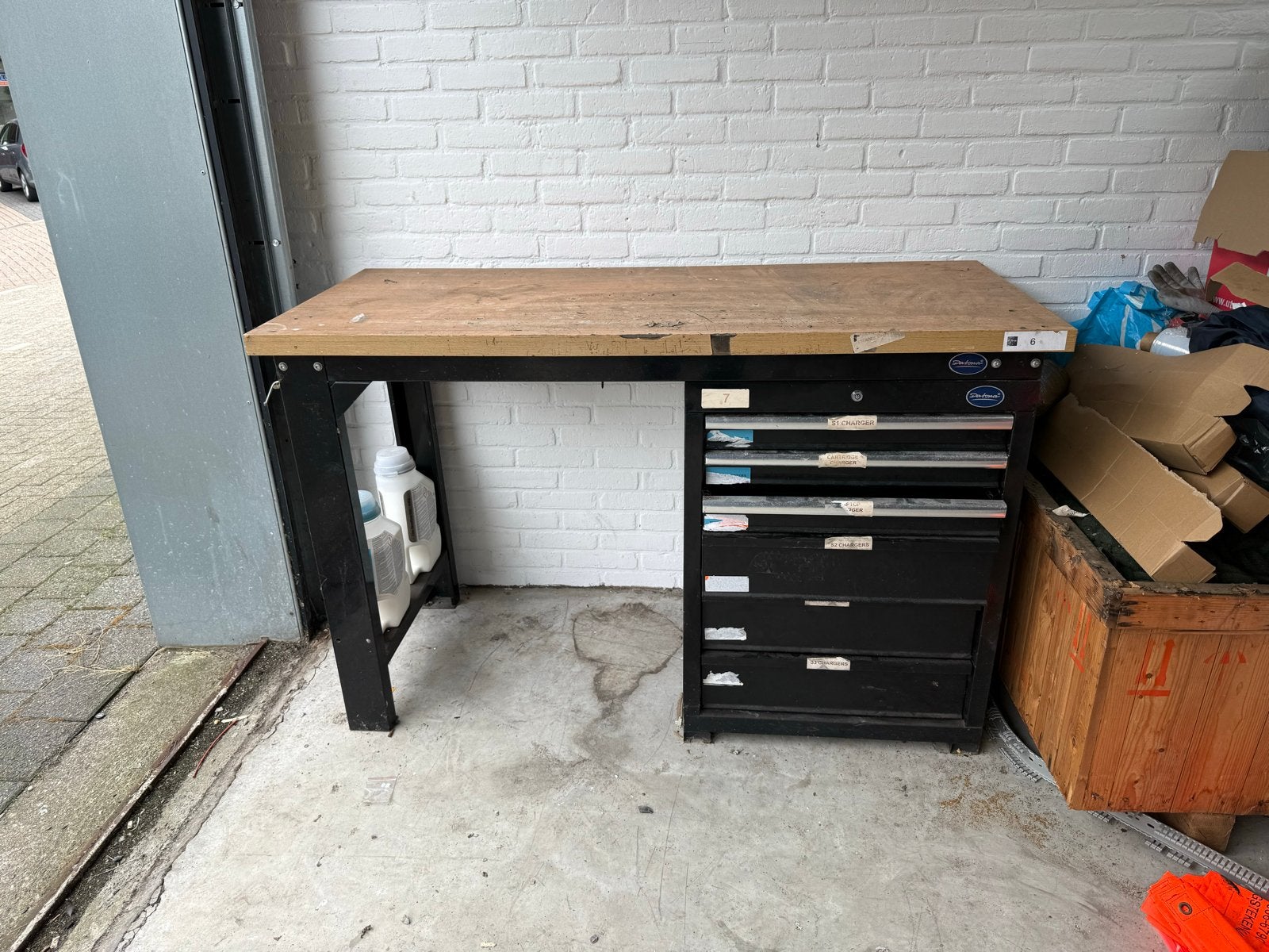 Robuuste werkbank met lades - Datona, Doe-het-zelf en Verbouw, Ophalen, Gebruikt, 120 tot 170 cm