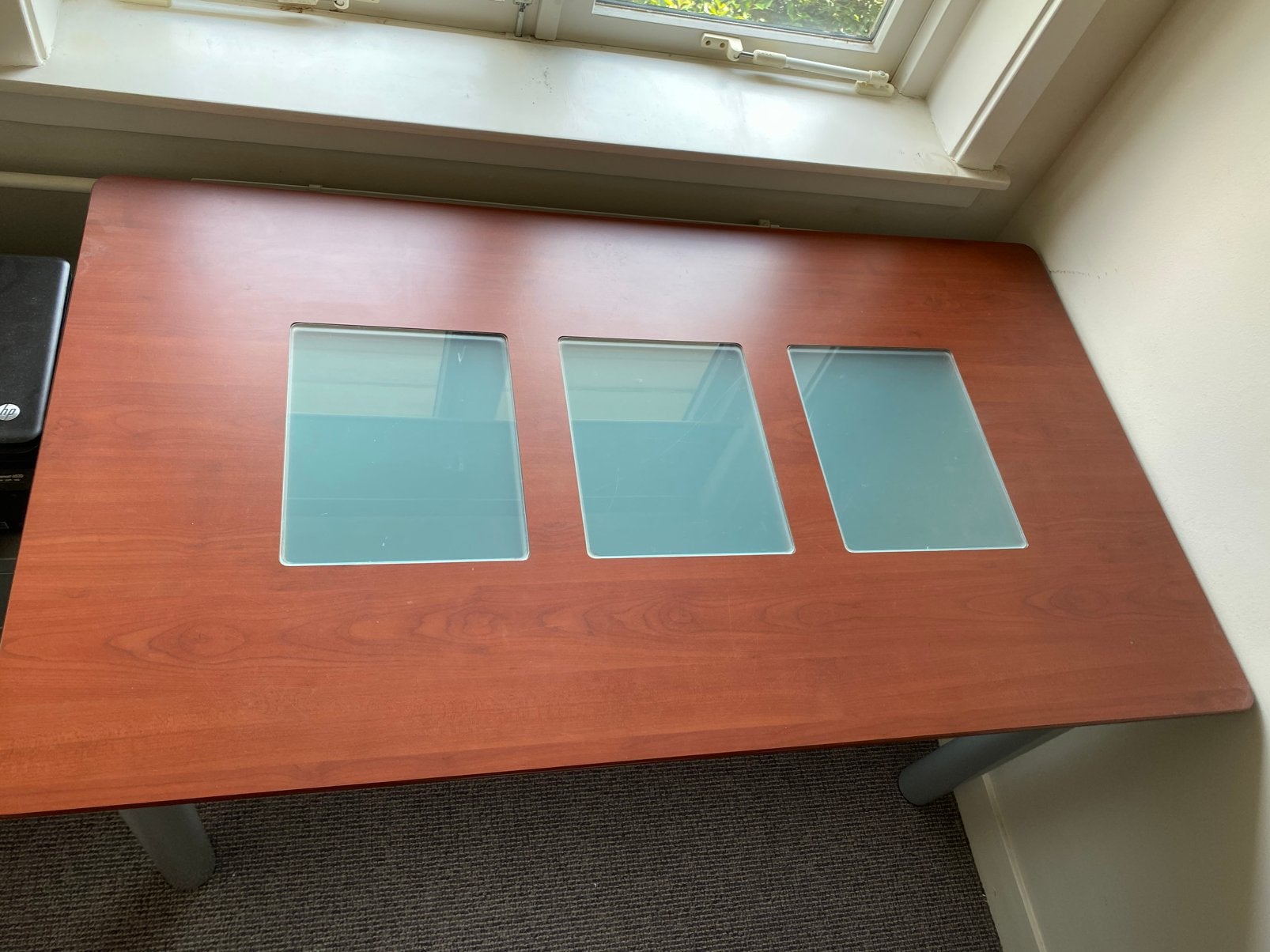 Eetkamer tafel, Huis en Inrichting, Tafels | Eettafels, Ophalen, Gebruikt, 100 tot 150 cm, Glas