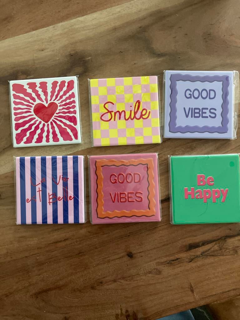 Decoratieve Tegeltjes met Spreuk - Good Vibes, Smile, Be Hap, Ophalen of Verzenden