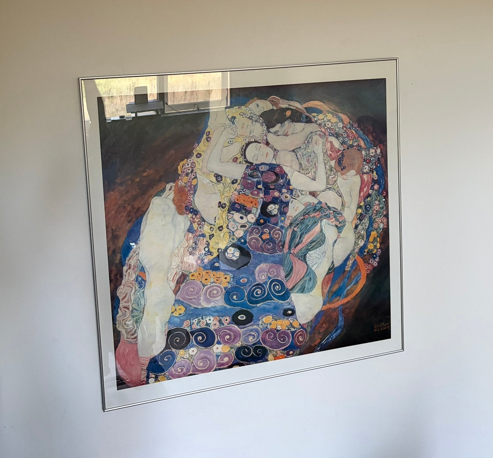 Gustav Klimt - De Maagd - reproductie in lijst 75 75 cm, Antiek en Kunst, Ophalen