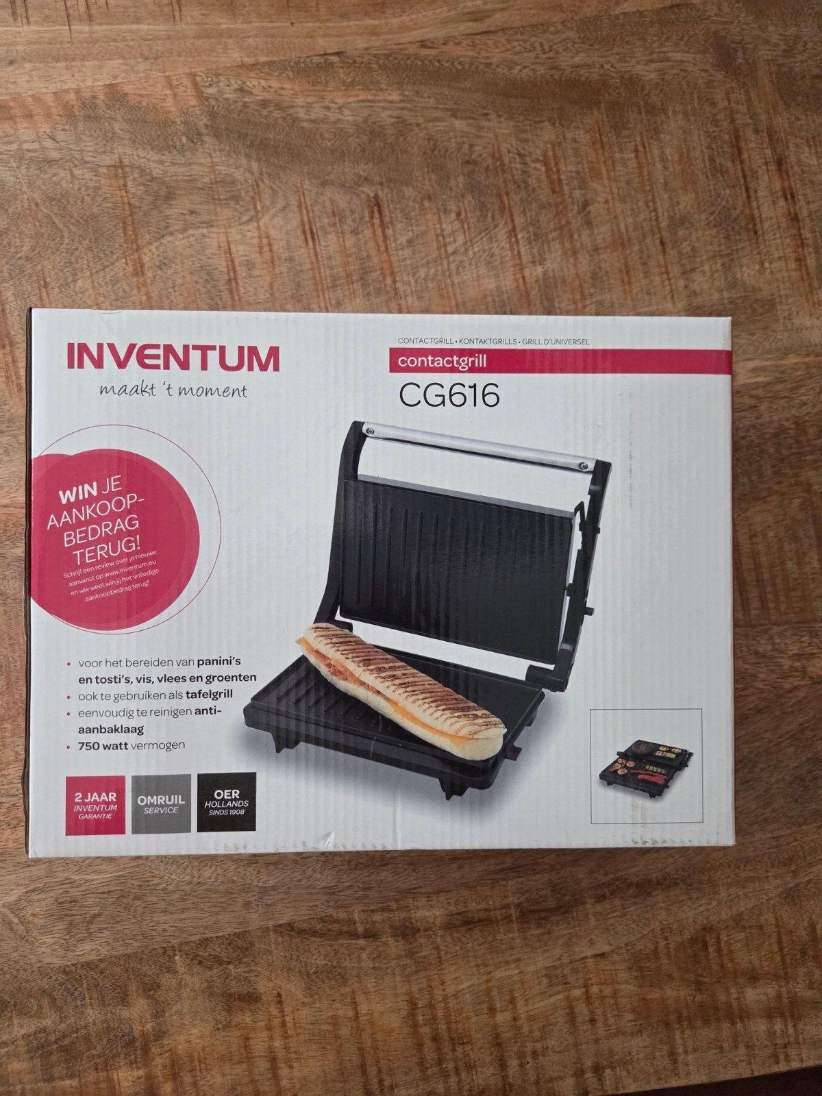 Inventum Contactgrill CG616 - Panini, Tosti & Tafelgrill, Witgoed en Apparatuur, Ophalen of Verzenden, Nieuw