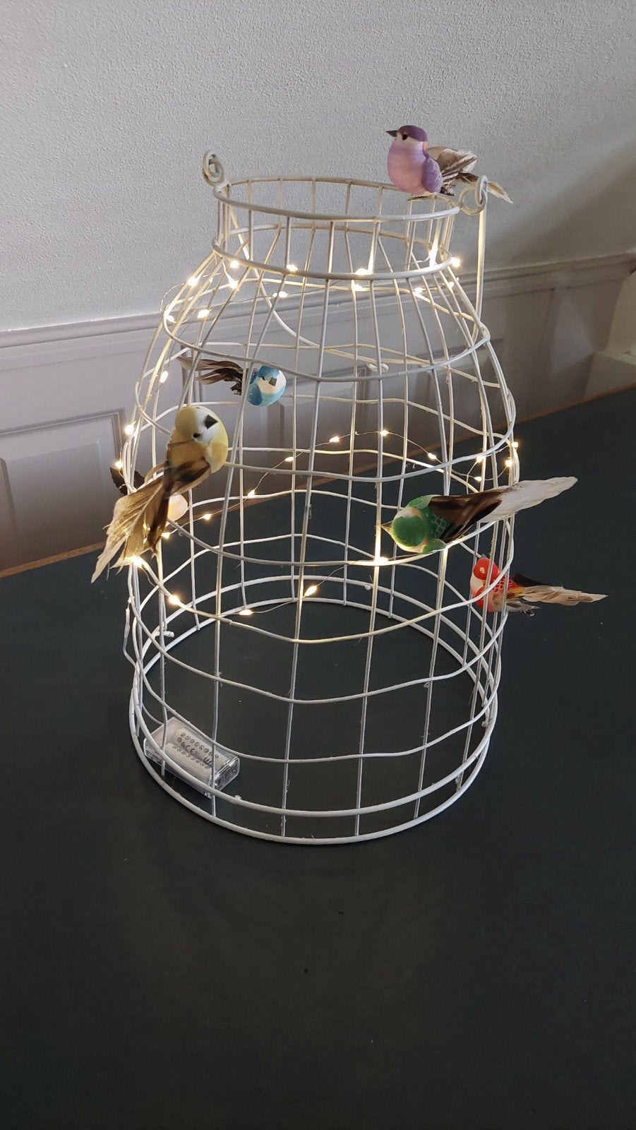 Witte draadlamp met vogeltjes, Ophalen, Zo goed als nieuw, Metaal, Minder dan 50 cm