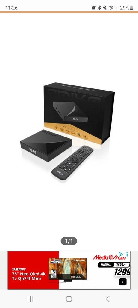 A1 Gold Android TV Box met afstandsbediening, Ophalen of Verzenden, Zo goed als nieuw, HDMI, Zonder harde schijf