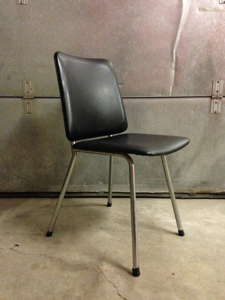 1 vintage jaren 60 stoel Jami Lande chroom en skai, Gebruikt, Skai, Overige materialen, Ophalen of Verzenden