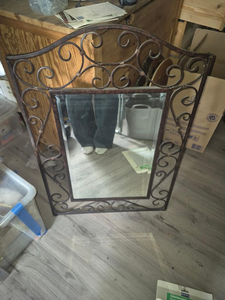 Decoratieve spiegel met smeedijzeren frame, Ophalen, Rechthoekig
