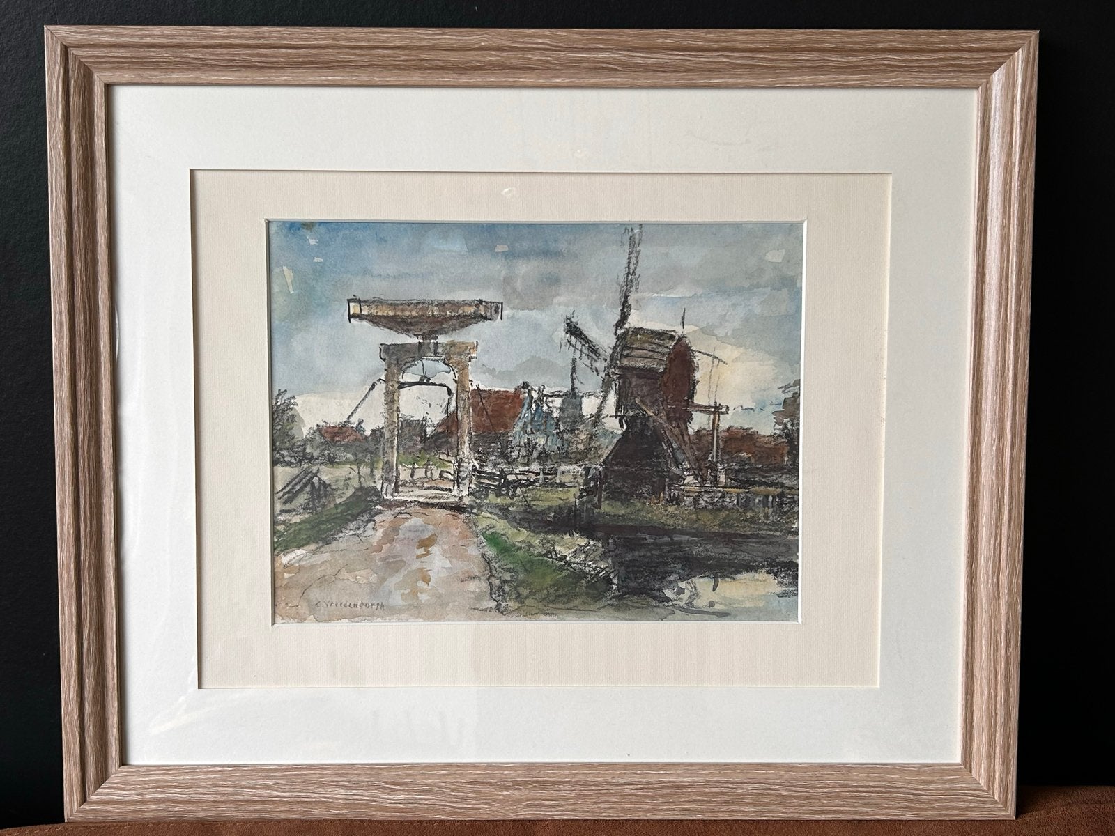 Fraaie aquarel, Achter glas, Impressionistisch, Ophalen of Verzenden, Landschap