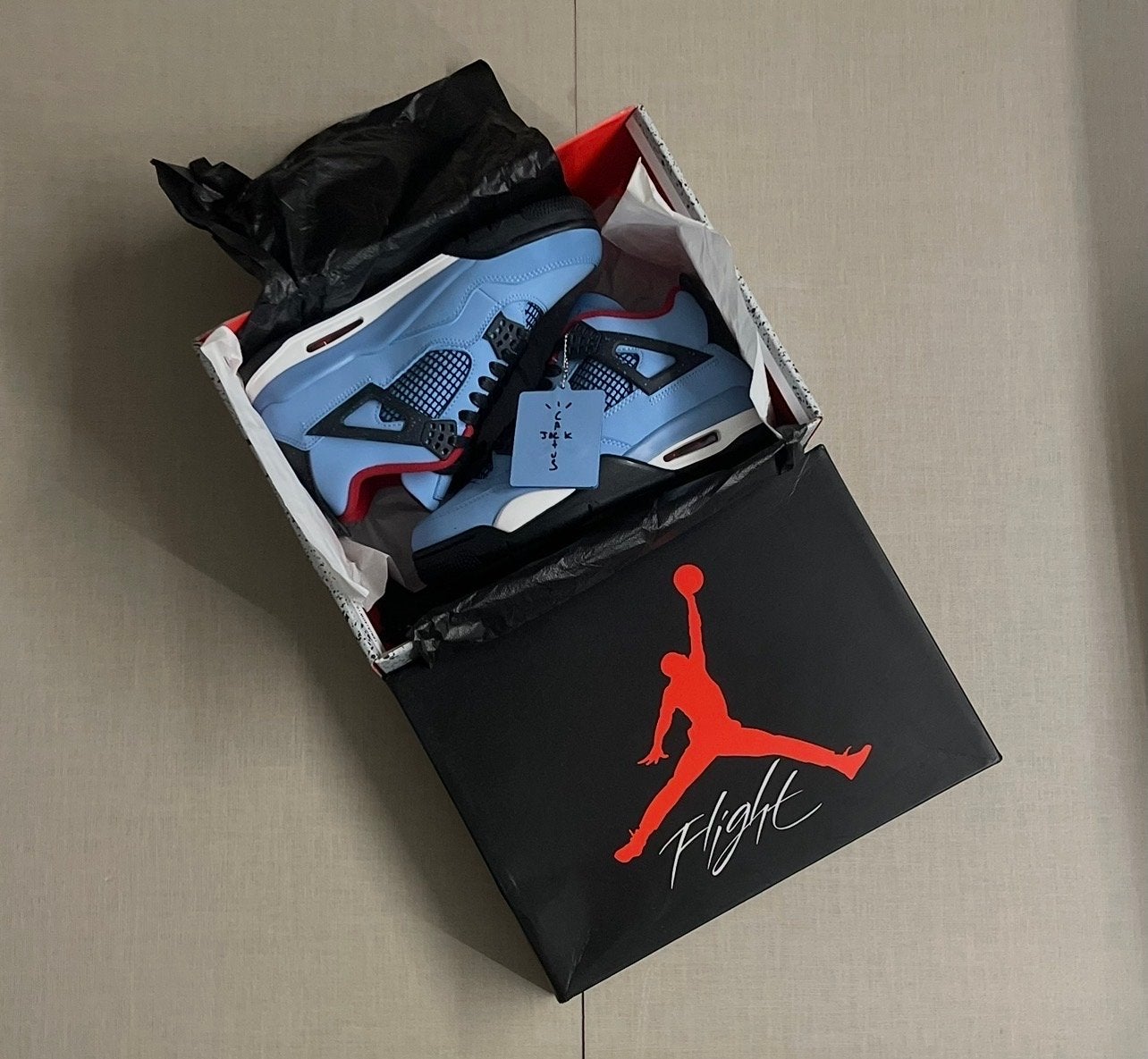 Nike Air Jordan 4 Travis Scott Cactus Jack - Maat 41, Kleding | Heren, Ophalen of Verzenden, Nieuw, Blauw, Sneakers of Gympen