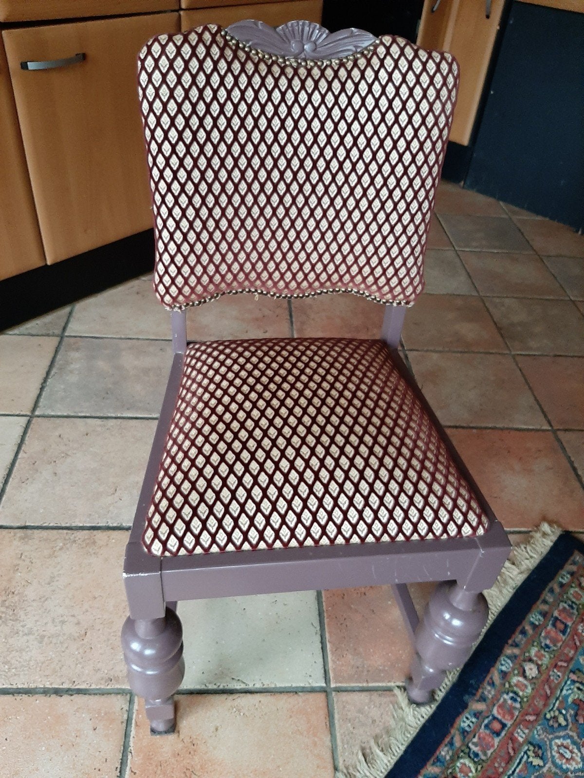 6 Houten Eettafelstoelen met Stoffen Bekleding, Ophalen, Hout, Gebruikt, Overige kleuren