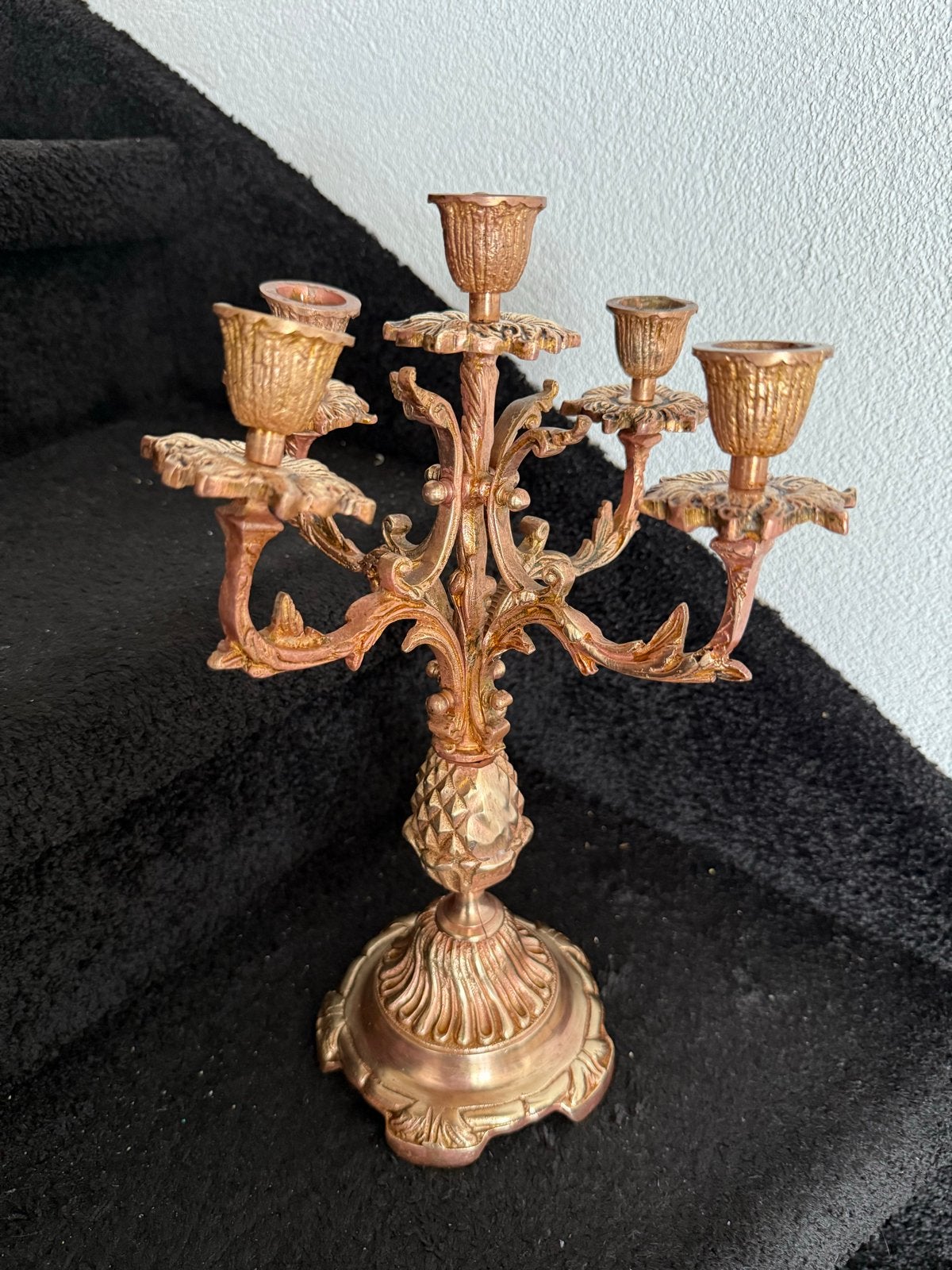 Antieke Koperen Kandelaar met 5 Armen, Ophalen of Verzenden, Koper of Brons