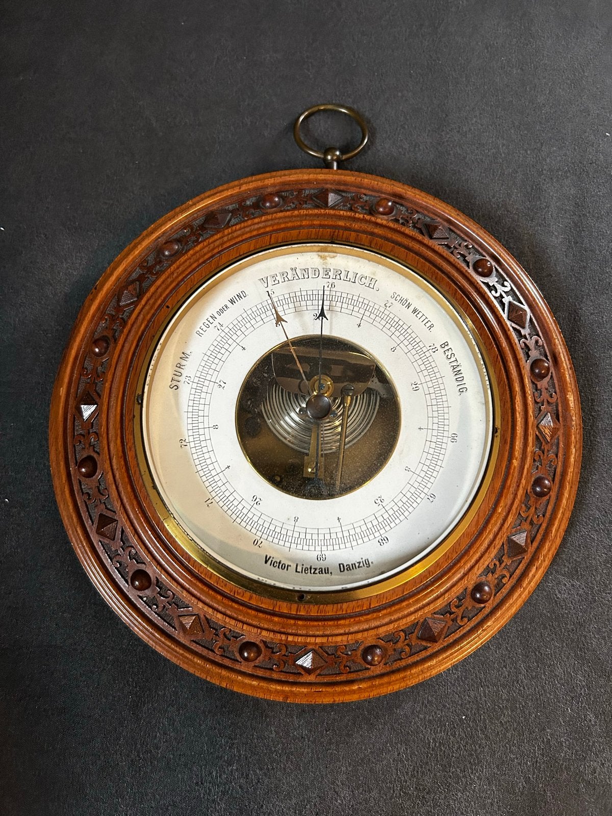Antieke Barometer Victor Lietzau Danzig, Audio, Tv en Foto, Ophalen of Verzenden, Gebruikt, Barometer