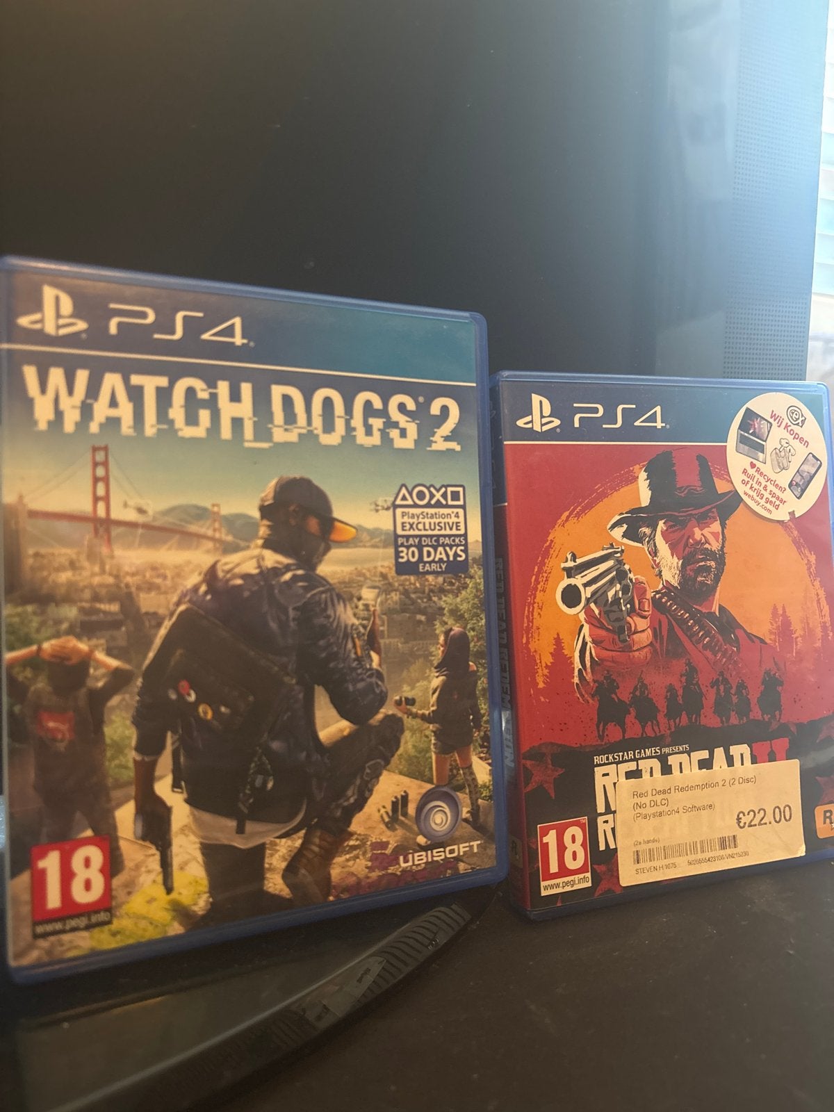 PS4 Watch Dogs 2 & Red Dead Redemption 2 (2 disc), Online, Gebruikt, Vanaf 18 jaar, 1 speler