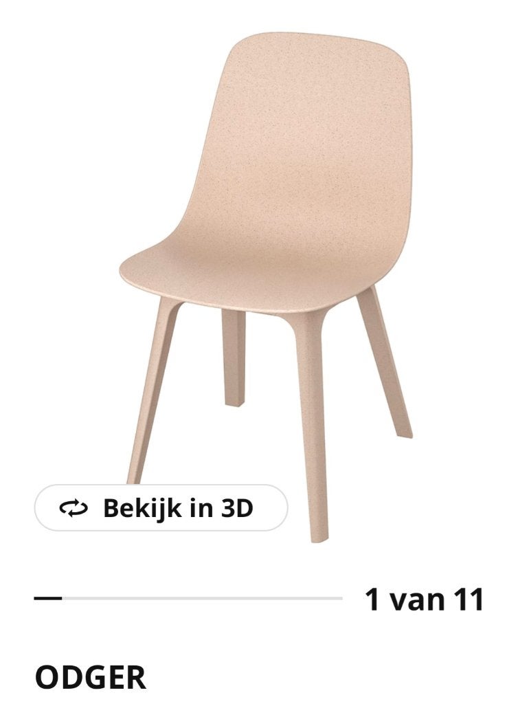 4 eetkamerstoelen Odger Ikea, Huis en Inrichting, Ophalen, Kunststof, Overige kleuren, Zo goed als nieuw