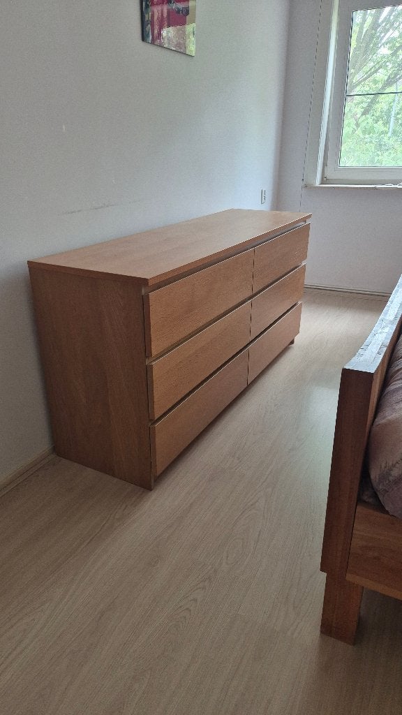 Wit geglazuurde eikenfineer MALM ladekast van IKEA, Huis en Inrichting, Kasten | Ladekasten, Ophalen, 5 laden of meer, 150 tot 200 cm