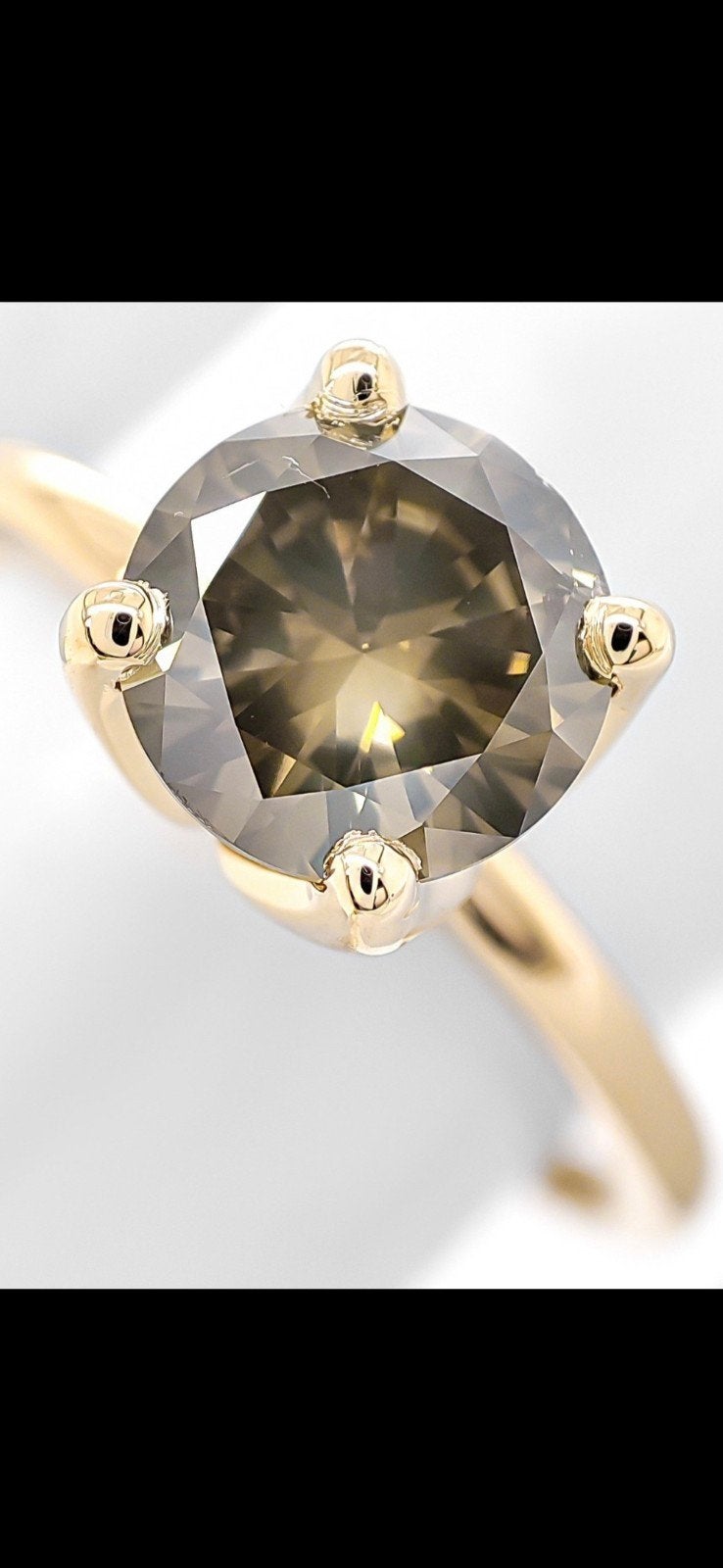 Natural Fancy Deep Chameleon Diamant 1.05ct Gouden ring, Ophalen, Nieuw, Met edelsteen, Dame