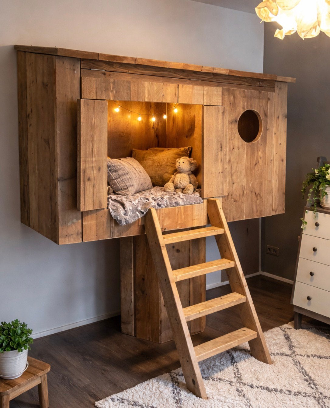 Kinderbed / Boomhutbed  70x160 half hoogslaper, Ophalen, Zo goed als nieuw, Hoogslaper