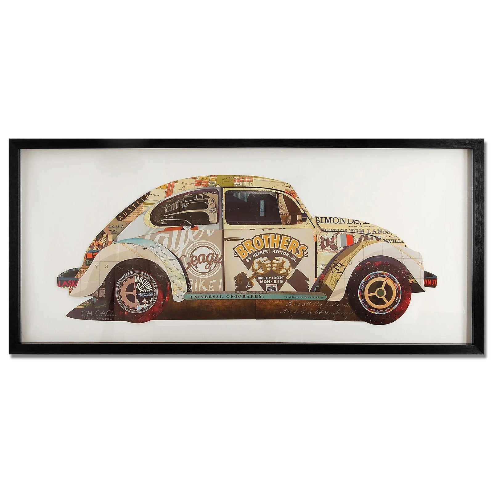 3D-collage Volkswagen Kever in zwarte lijst, Ophalen, 50 – 75, Overige typen, Zo goed als nieuw