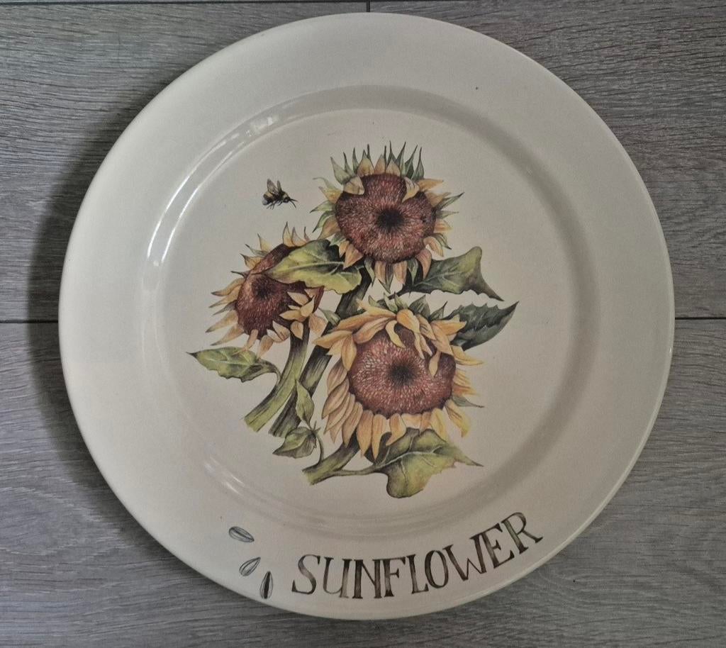 Jet groot bord zonnebloemen, Ophalen, Zo goed als nieuw, Aardewerk, Bord(en)