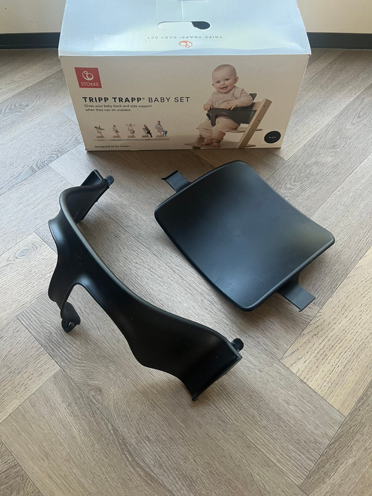 Stokke tripp trapp babyset zwart, Ophalen, Zo goed als nieuw, Meegroeistoel