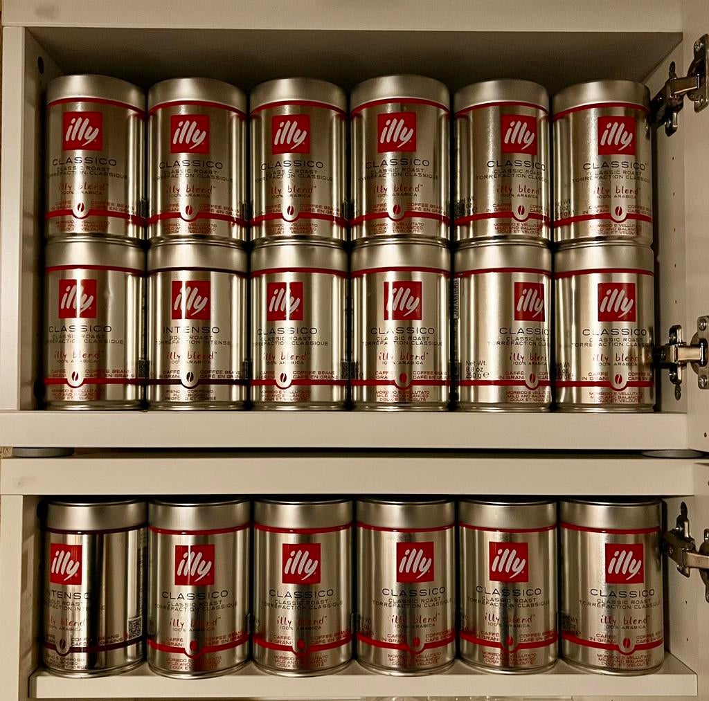 18 x Lege blikken koffiebonen Illy., Verzamelen, Ophalen of Verzenden, Zo goed als nieuw, Overige, Overige merken