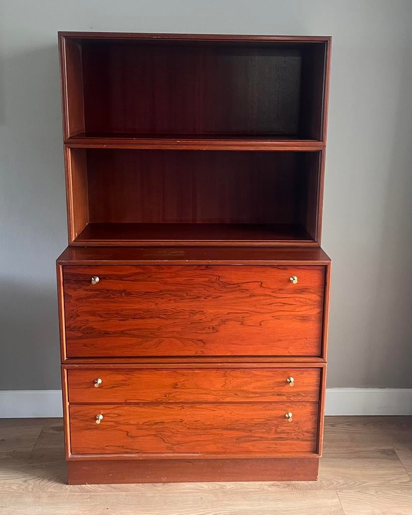 Vintage kast jaren 60 – mid century – klepdeur en lades, Ophalen, Gebruikt, Onbekend, Kempkes waddinxveen