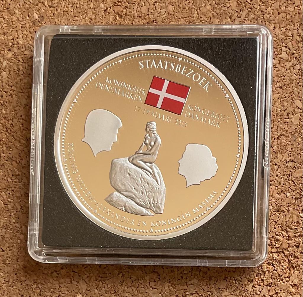 Penning  Willem Alexander Staatsbezoek DENEMARKEN MAART 2015, Ophalen of Verzenden, Overige materialen, Nederland