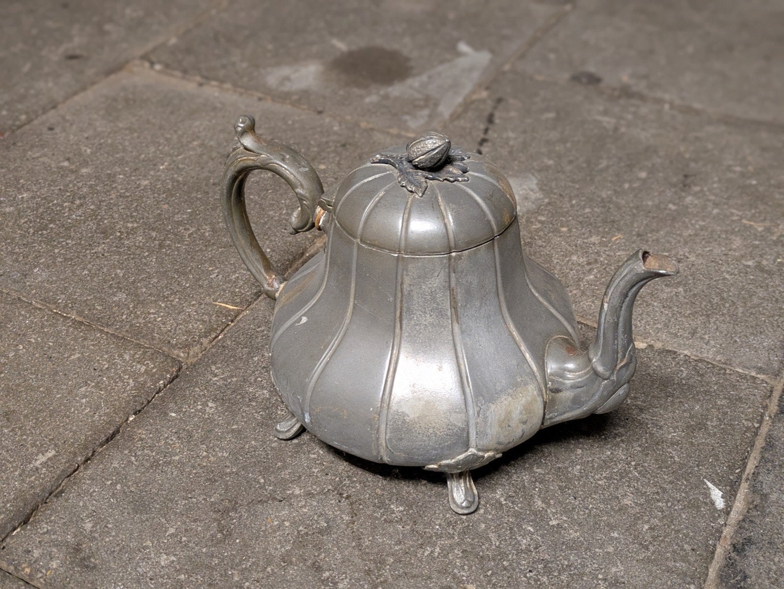 Tinnen Theepot Antiek Tinnen Kan Schenkkan Engels Tin, Antiek en Kunst, Ophalen of Verzenden