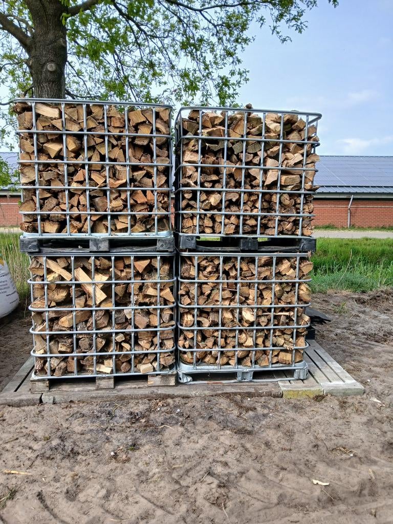 Eiken brandhout, Tuin en Terras, Haardhout, 3 tot 6 m³, Ophalen, Eikenhout, Blokken