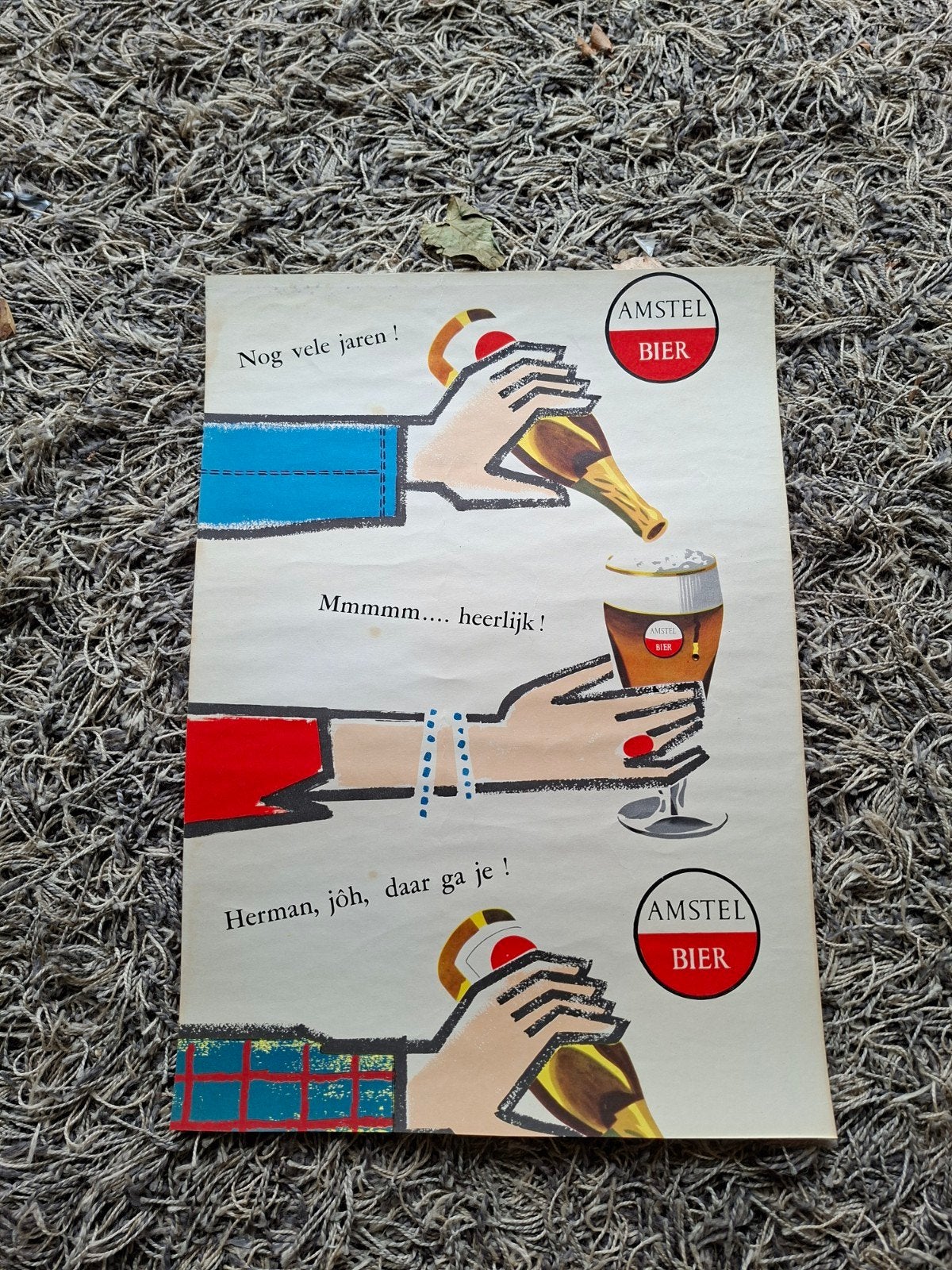 Amstel bier reclame affiche jaren '60 - 50x35 cm, Ophalen of Verzenden