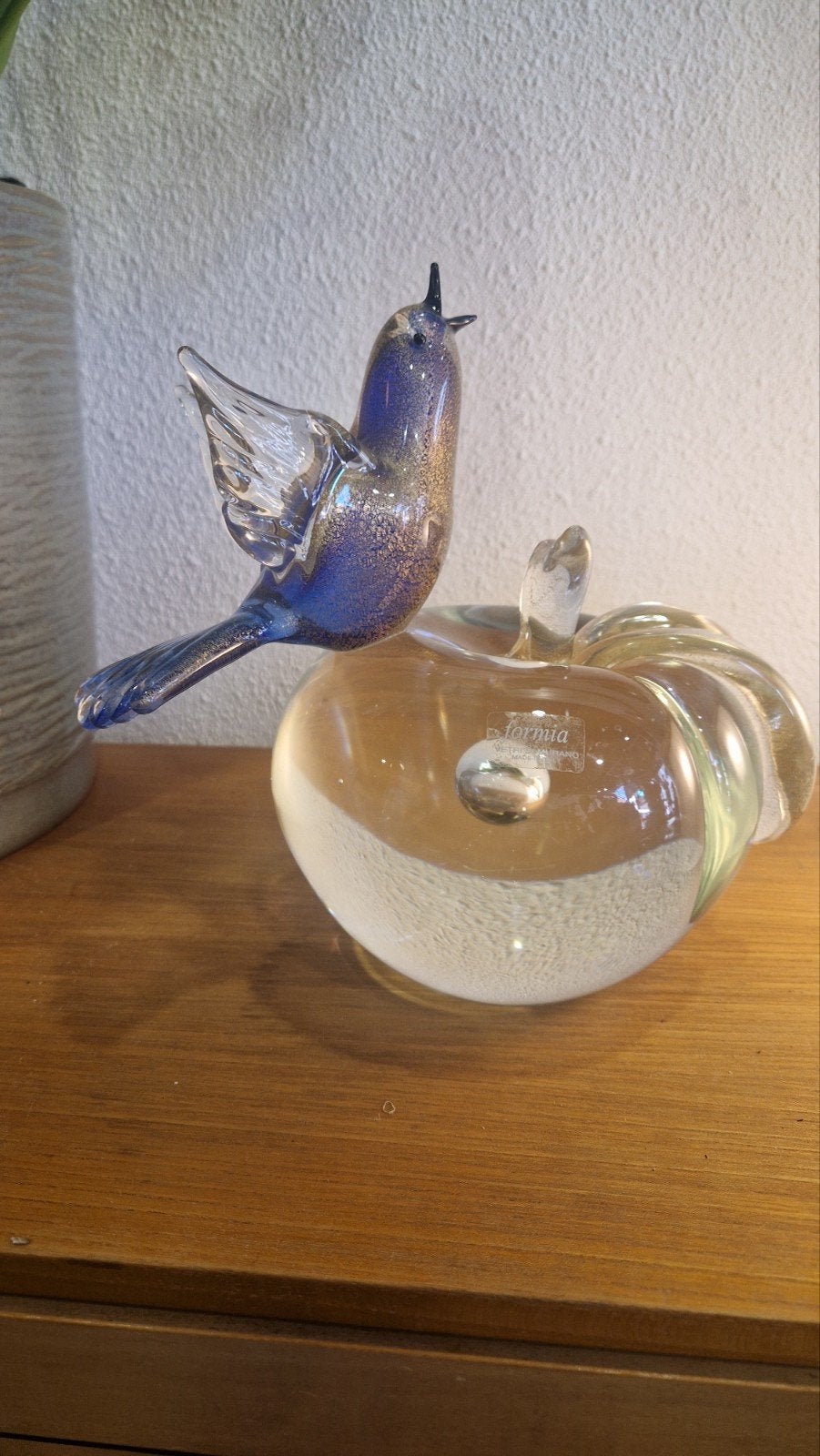 Formia Vetri di Murano glazen vogel op appel, Ophalen of Verzenden