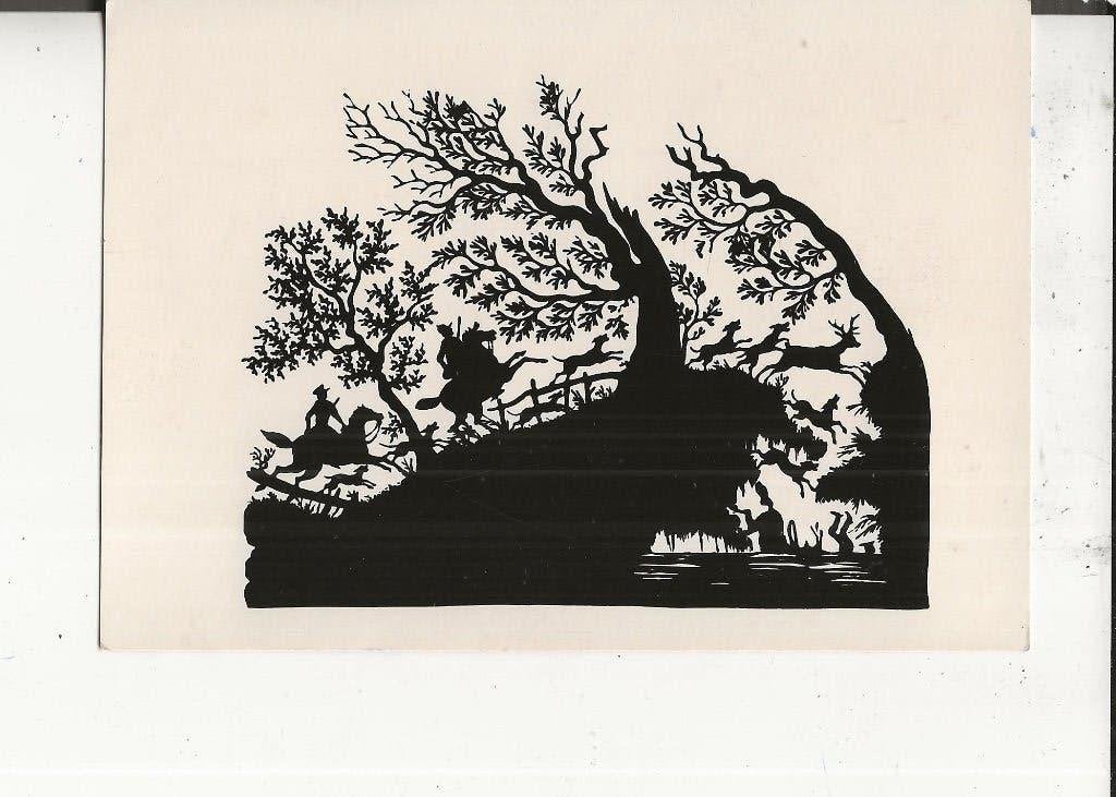 Meersburg-Bodensee Hertenjacht silhouet, Ophalen of Verzenden, 1940 tot 1960, Ongelopen, Overige thema's