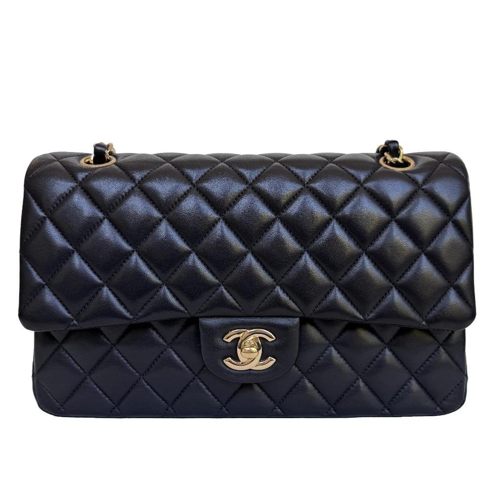 Chanel medium double flap lamsleer goud hardware origineel, Ophalen of Verzenden, Zo goed als nieuw