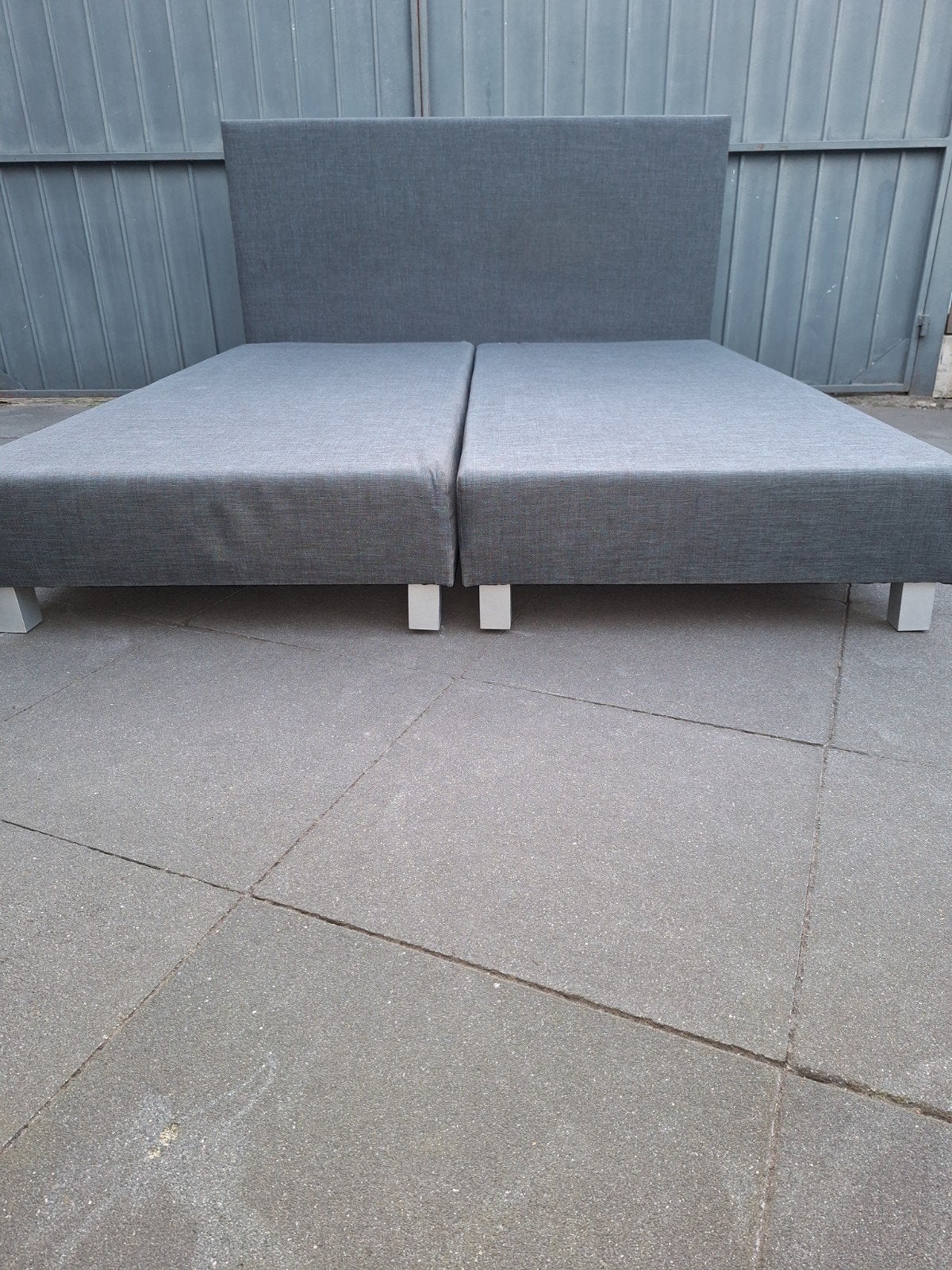 Boxspring bed 210 x 180 cm - Grijs, Ophalen, Gebruikt, 210 cm, Tweepersoons