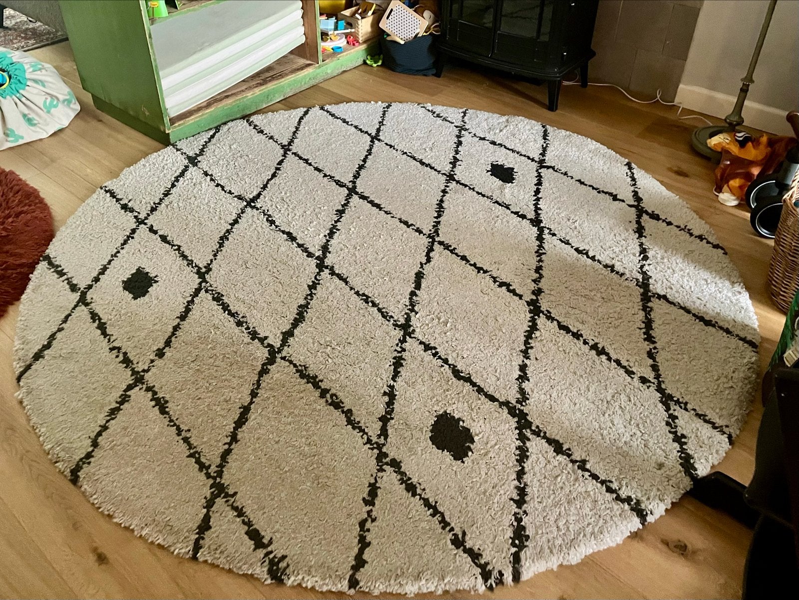 Rond Shaggy Vloerkleed Oeko Tex 200x200 cm, Huis en Inrichting, Ophalen, Rond, Zo goed als nieuw, 200 cm of meer