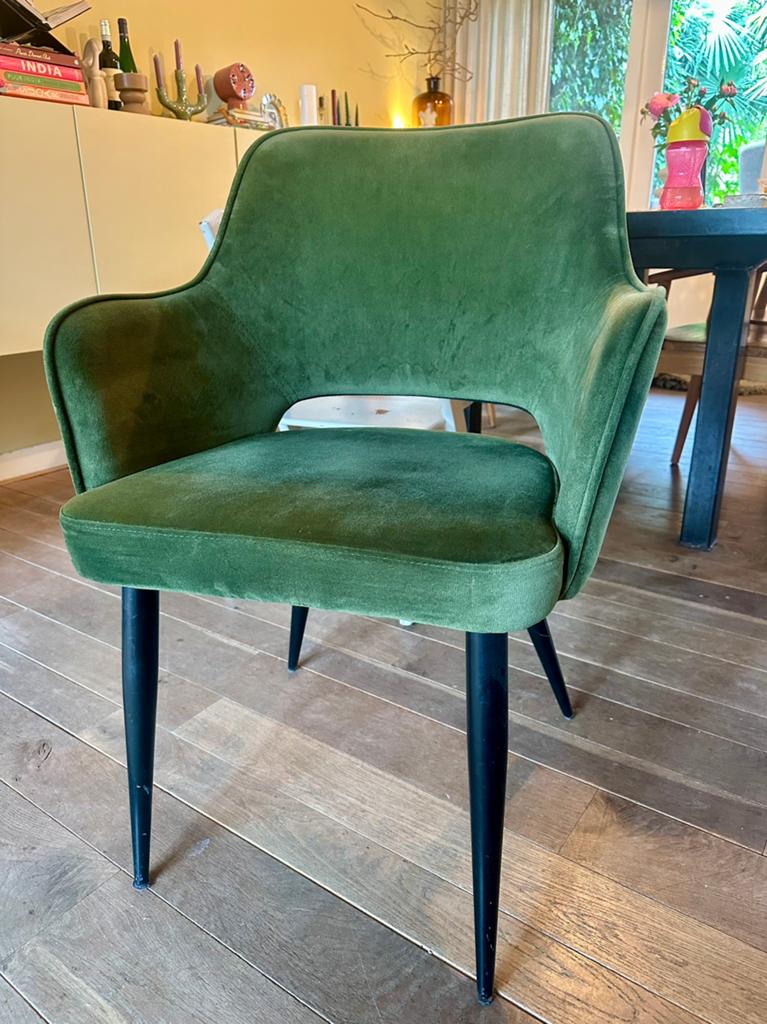 Groene stoel eetkamerstoel, Gebruikt, Overige kleuren, Ophalen of Verzenden, Eén