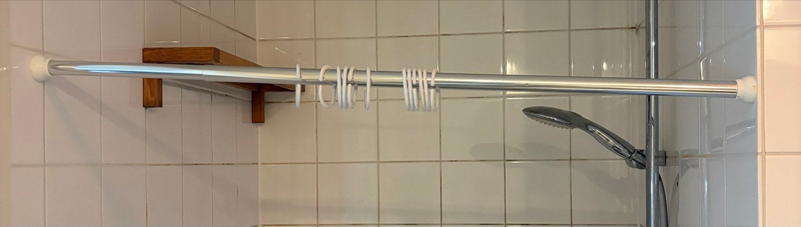 Douchestang met ringen, Ophalen, Gebruikt, Zilver, Douche-accessoire