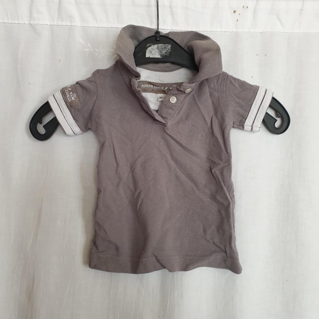 Stoere grijze polo mt 74 merk Airfrance / KLM Cargo, Kinderen en Baby's, Babykleding | Maat 74, Zo goed als nieuw, Jongetje, Shirtje of Longsleeve