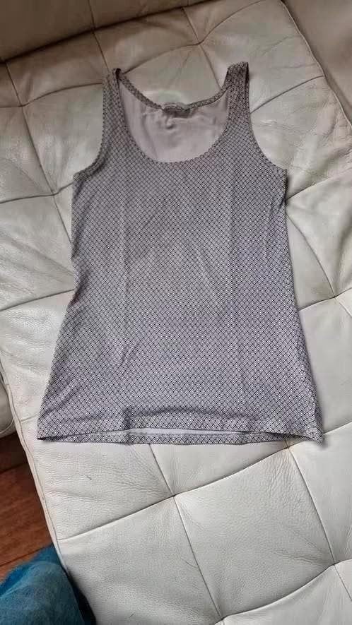 Geblokte mouwloze H&M top maat S, Kleding | Dames, H&M, Ophalen of Verzenden, Grijs, Gedragen