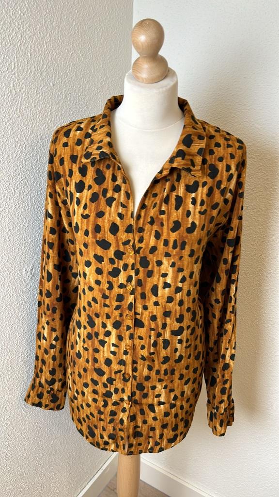 Fabienne Chapot maat L Lily blouse panter 1168, Bruin, Maat 42/44 (L), Ophalen of Verzenden, Zo goed als nieuw