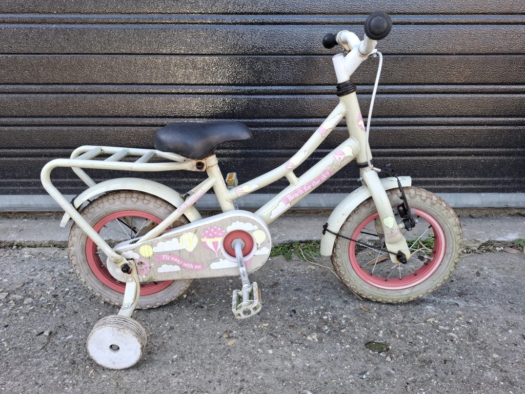 12 inch popal meisjesfiets met zijwieltjes, Terugtraprem, Zijwieltjes, Niet ingevuld, Minder dan 16 inch