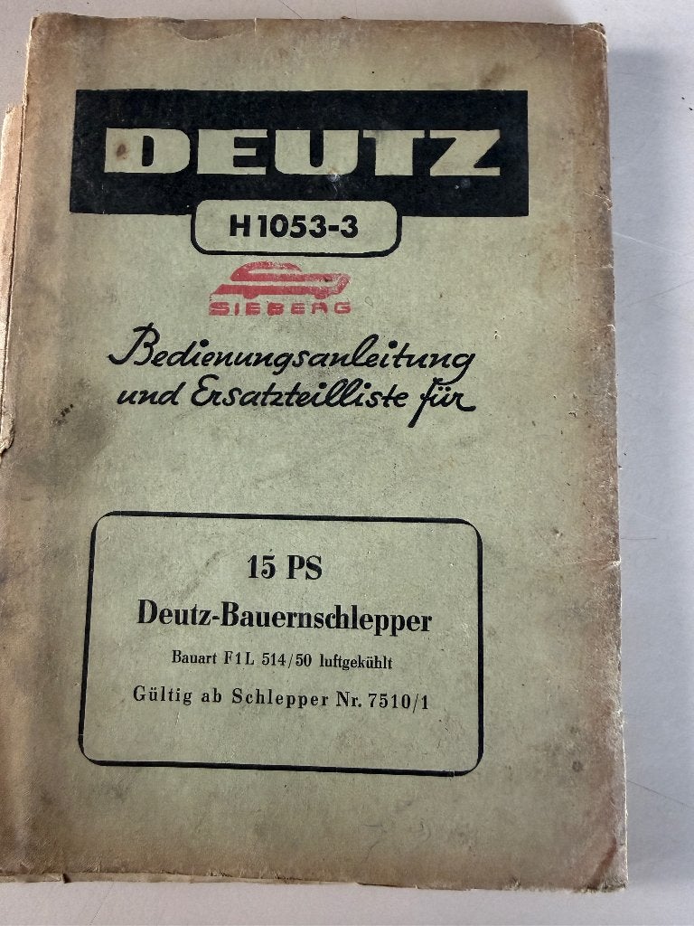 Handleiding en onderdelenlijst van deutzf1L514, Ophalen of Verzenden, Gebruikt