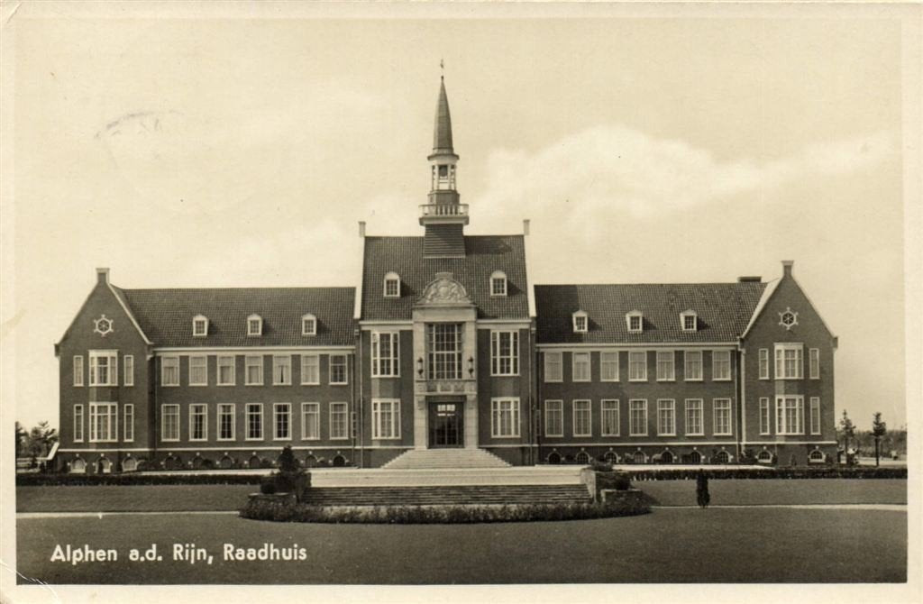 Alphen a.d. Rijn, Raadhuis - 1940 gelopen, Ophalen of Verzenden, 1940 tot 1960, Gelopen, Zuid-Holland