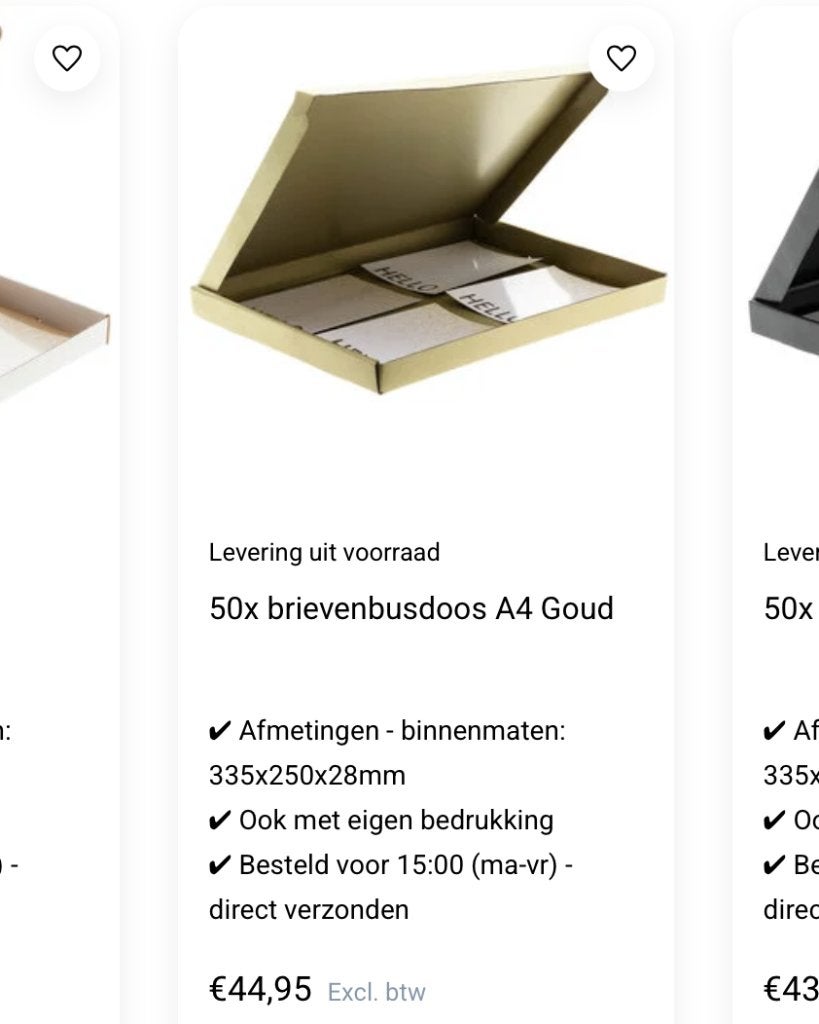 Brievenbusdoosjes A4 goud, Ophalen of Verzenden, Nieuw