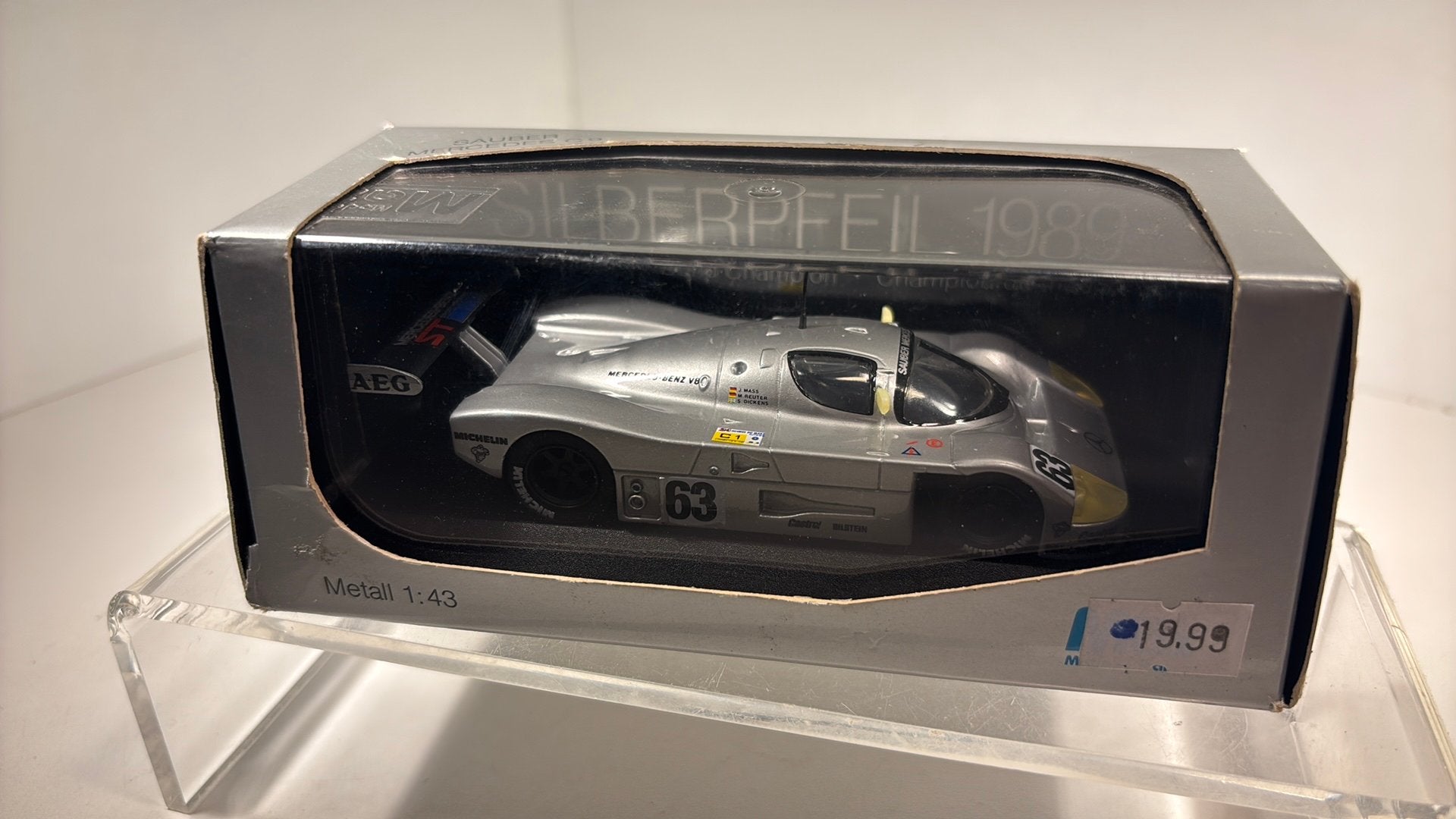Mercedes sauber c9 1989 max model 1.43, Overige merken, Auto, Ophalen of Verzenden, A