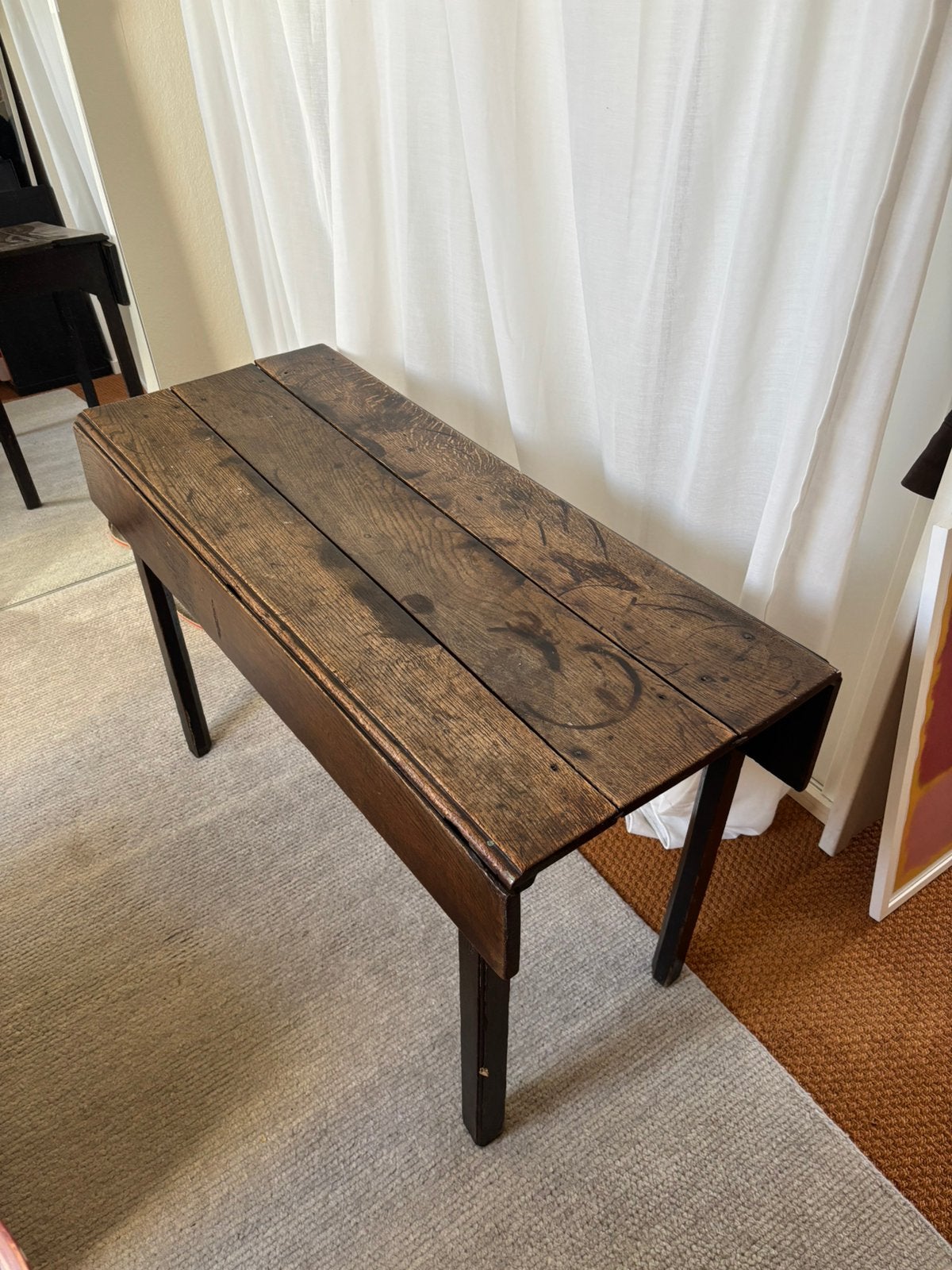 Antieke side table / tafel uitklapbaar, Ophalen, Gebruikt, 100 tot 150 cm, 50 tot 100 cm