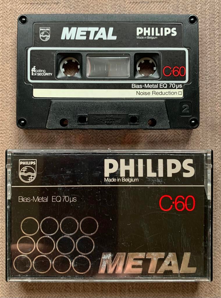 Zeldzaam vintage Philips METAL C60 1979 cassettebandjes RARE, Cd's en Dvd's, Cassettebandjes, Gebruikt, Voorbespeeld, Philips