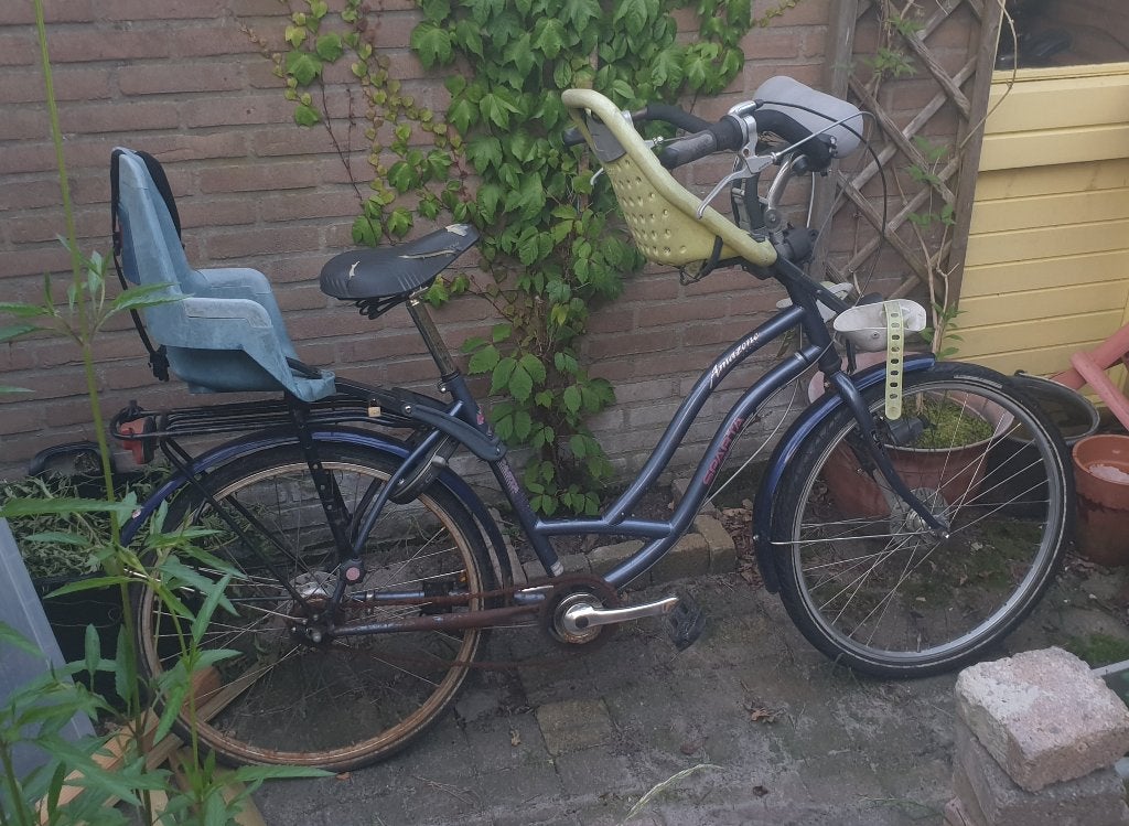 Gratis moederfiets - opknapper, Fietsen en Brommers, Fietsen | Dames | Moederfietsen, Ophalen, 2 zitjes, Gebruikt, Overige merken