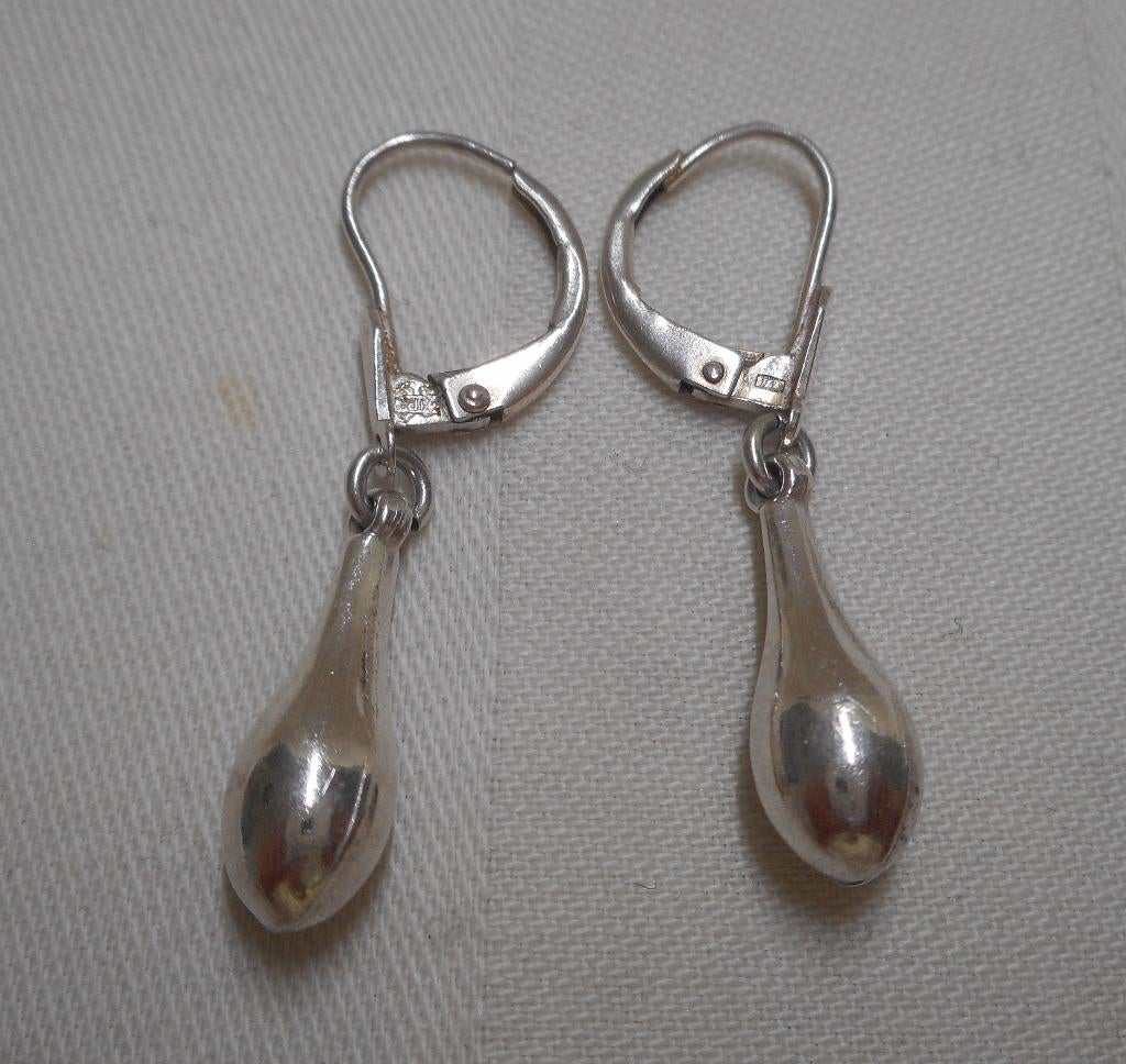 Zilveren vintage oorbellen met pegel nr.574, Sieraden, Tassen en Uiterlijk, Oorbellen, Hangers, Verzenden, Zo goed als nieuw, Zilver
