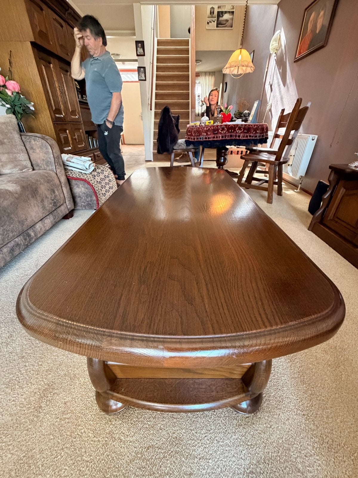Eiken salontafel - 135x65x50cm - Ophalen in Valthermond, 50 – 75, Gebruikt, 100 tot 150 cm, Eikenhout