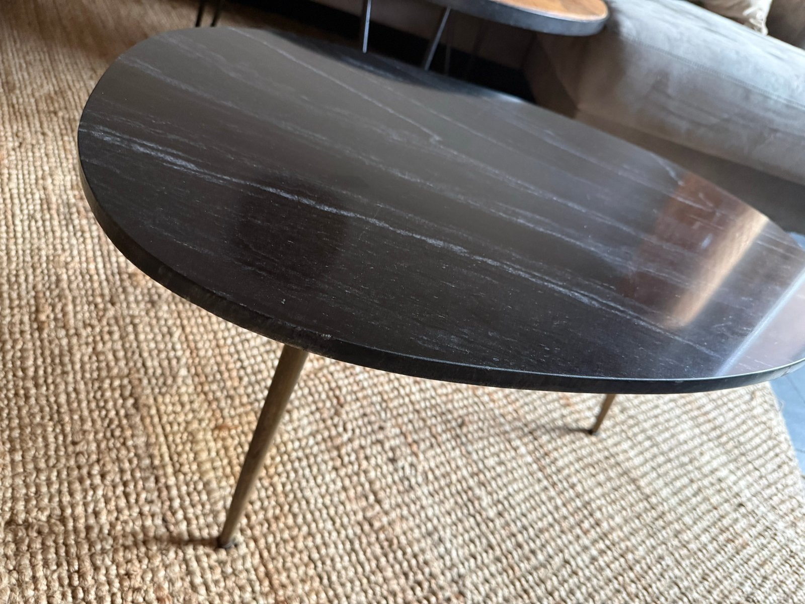 Salontafel Organic Marmer Zwart Goud 70 cm, Ophalen, Overige materialen, Gebruikt, 50 tot 100 cm